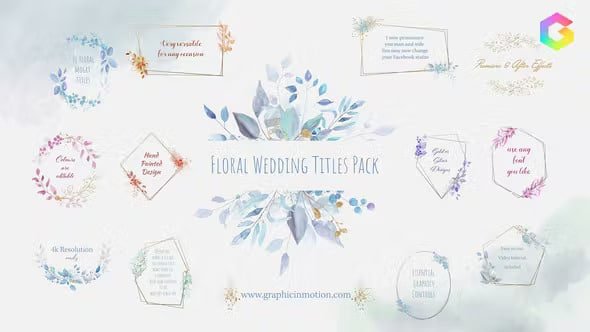 Floral Watercolour Wedding Titles Pack