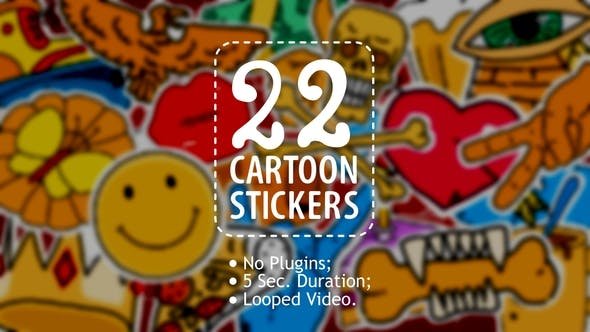 After Effects Templates Free Download - 22 Cartoon Stickers 22613593 Videohive 