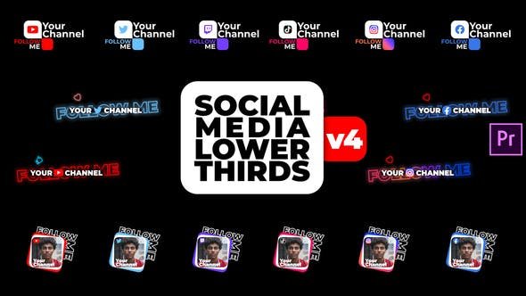 Premiere Pro Templates Free Download - Social Media Lower Thirds v4 Videohive 34547809