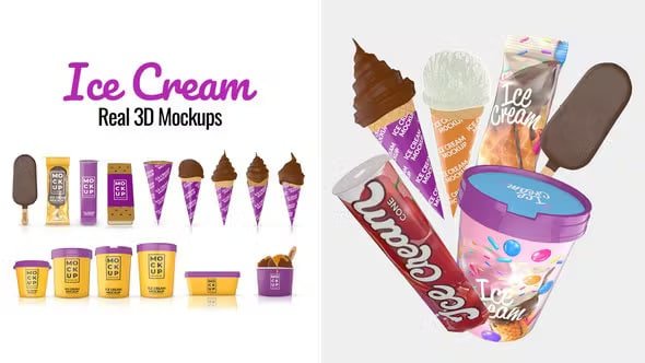Ice Cream Real 3D Mockups 45915994 Videohive