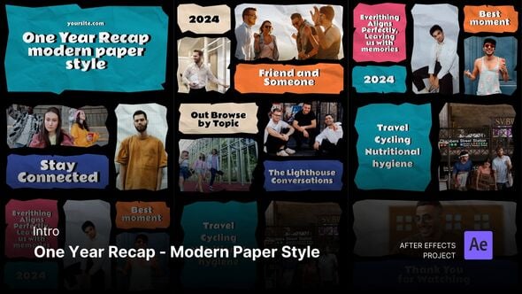 Intro/Opening - One Year Recap Modern Paper Style After Effects Project Files 54525104 Videohive